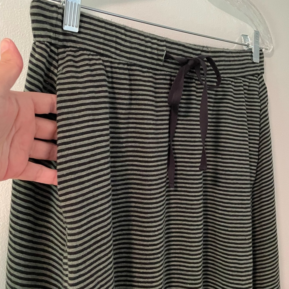 Eileen Fisher Black and Gray Striped A-Line Skirt